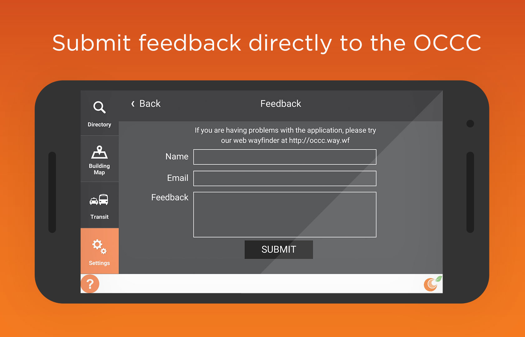 Submit feedback directly to the OCCC