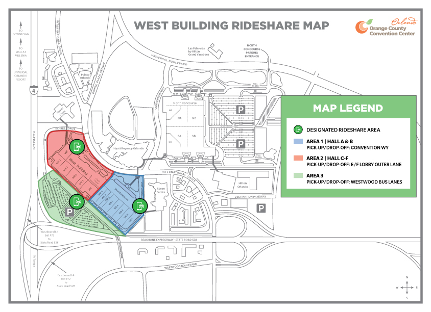 Orange County Convention Center (OCCC) West Building Rideshare locations